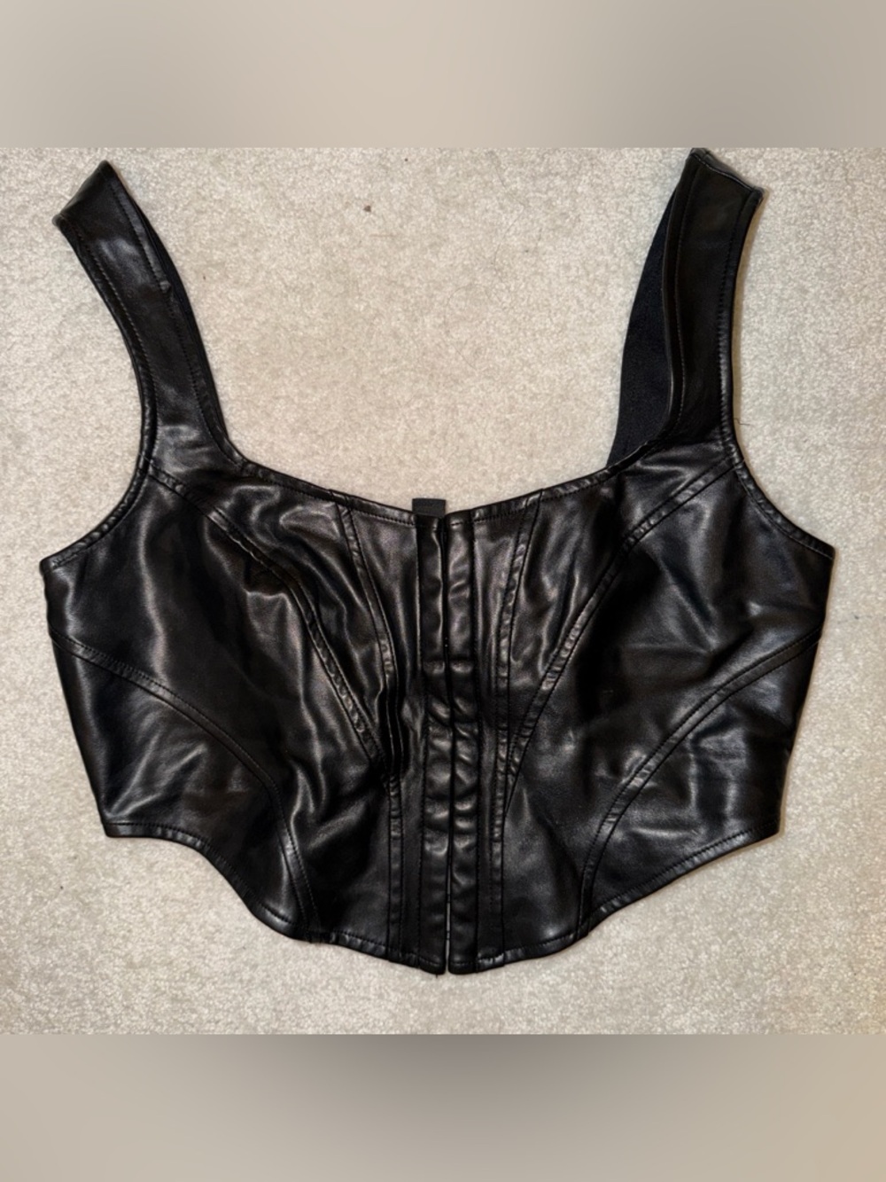 Windsor Black Faux Leather Corset Crop Top